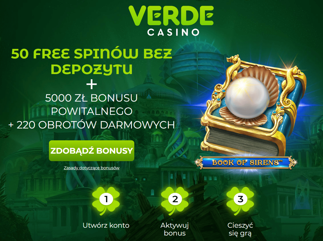 verde casino no Deposit bonus 50 free Spins